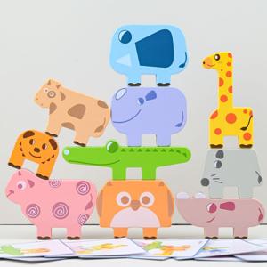 토이토 동물 원목 스태킹 블럭 어린이 가족 보드게임 블록 쌓기 놀이