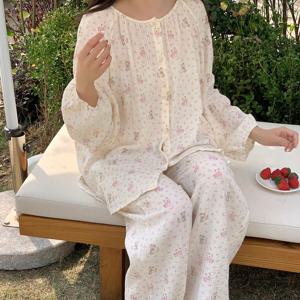 요루면 퍼피플라워 잠옷세트 파자마 홈웨어