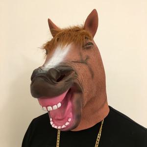 웃는 말머리 가면 말가면 웃긴 라텍스 고무 코믹 엽기 특이한 동물 할로윈 데이 말탈