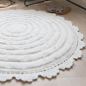 아그라 코튼 원형 레이스 핸드메이드 러그 (아이보리)