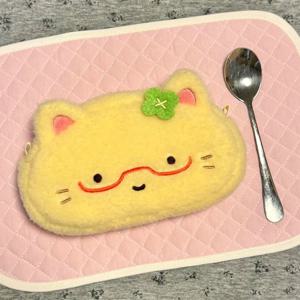 고양이 오므라이스 네잎클로버 인형 필통 파우치