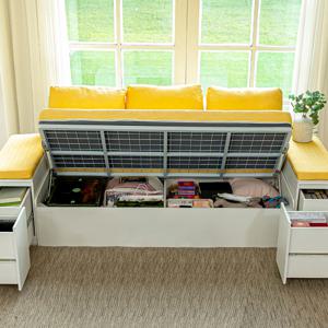 생활방수 패브릭 리프트업 3인용 수납 소파 원룸 침대 4Color