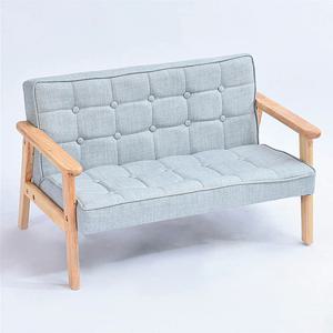 우든패브릭소파 2인용 애쉬블루 키즈소파