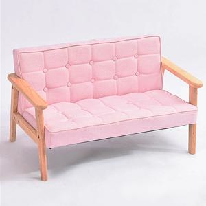 우든패브릭소파 2인용 소프트핑크 키즈소파