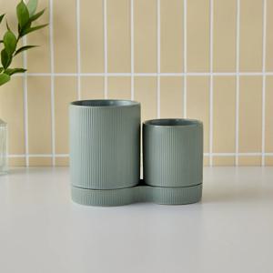 라인 2구 수저통 받침 포함 그린