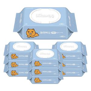 크리넥스 수앤수실키소프트 라이언물티슈 캡80매x10개