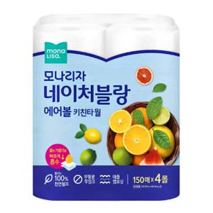 모나리자 네이처블랑 에어볼 키친타월 150매 x4롤