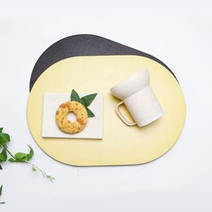 틴트 우드 식탁 매트 - 양면 삼베 컬러 타원형 테이블 혼밥 트레이