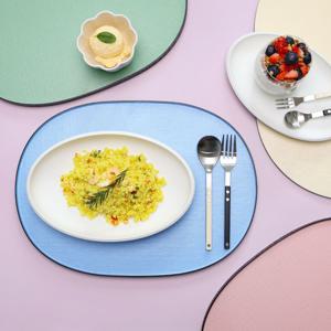 아이다 틴트 우드 트레이 - 식탁 매트 양면 삼베 타원형 테이블 옻칠 쟁반