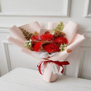 카네이션 플라워 돈꽃다발 5송이 10송이 비누꽃 용돈이벤트 어버이날 부모님선물 레드핑크