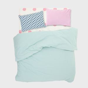레이어로그#11 60수 스카이 민트&퍼프리 화이트/핑크 도트 이불 커버/차렵이불