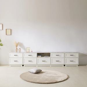 바비 3000 거실장 세트 600+1800+600mm( 대리석 패턴상판+멀바우상판)