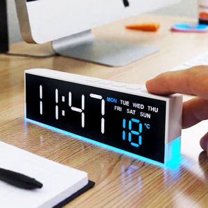슬림형 LED 디지털 전자 탁상시계 온도 무드등