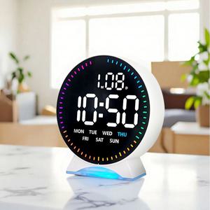 레인보우 RGB LED초침 디지털 탁상시계 알람 무드등