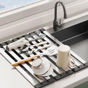 스테인레스304 접이식 식기건조대 싱크대 씽크롤 물빠짐 선반 식기건조 주방 롤건조대 싱크볼