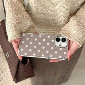MADE 모카 도트 패턴 매트 실버 범퍼케이스 맥세이프 선택 아이폰케이스 갤럭시케이스