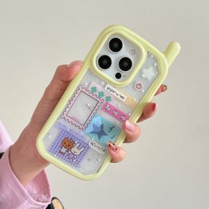 MADE 냥냥콜라주 투명 글리터 안테나 아이폰케이스 귀여운 키치 y2k 하이틴 전화기