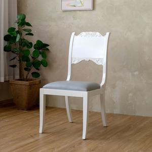 로엔 프렌치 엔틱 원목 식탁의자 화이트