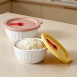도자기 냉동밥보관용기 2P 세트 밥소분 햇반 국 반찬통 이유식 전자레인지 용기 300ml