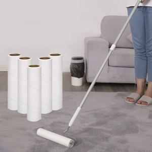 긴돌돌이테이프+미니 롱핸들 롤클리너 사선커팅 바닥 머리카락 고양이털 제거 청소 테이프리필