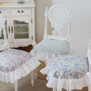 뜨왈 프릴 방석 커버 프렌치 식탁 의자 끈 레이스