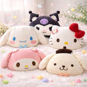 산리오 체크 얼굴 쿠션 헬로키티 시나모롤 마이멜로디 쿠로미 폼폼푸린 인형 쿠션 40cm