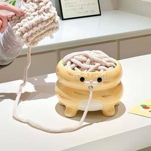 [해외] 귀여운 고양이 세라믹 소품정리함 털실 캔디 바구니 다용도 수납함