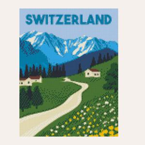 DIY 보석십자수 액자형캔버스_레트로 여행시리즈 스위스_(30X40)