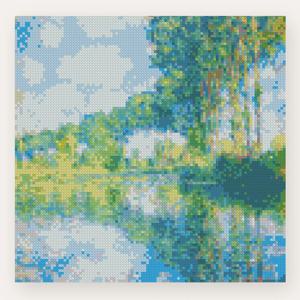 DIY 보석십자수 액자형캔버스_명화시리즈 모네 엡트강의 포플러 나무_(30X30)