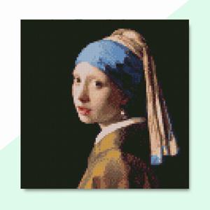 DIY 보석십자수 액자형캔버스_명화시리즈 진주 귀걸이를 한 소녀_(30X30)