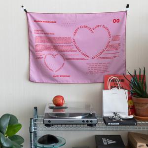 가로형 원더드림핑크 하트 레터링 패브릭포스터 포인트 인테리어 가리개 70x50cm