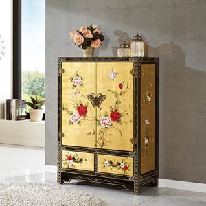 금박나비장(대) 양문장 엔틱 원목수납장