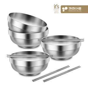 이중 스텐 면기 4P + 젓가락 4P 세트