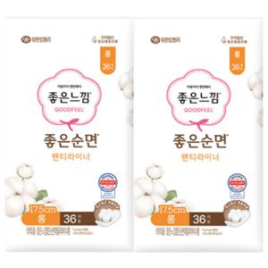 좋은느낌 좋은순면 팬티라이너 롱 36개입 x2개