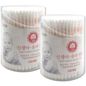 이지스 신생아 유아 면봉 100%순면 멸균 200개입 x2개