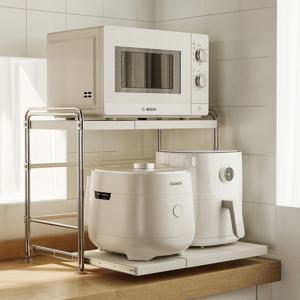 너비조절+슬라이딩! 오틀리 프리미엄 2단 철제 딱맞춤 전자레인지 선반