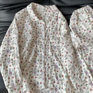 긴팔 잠옷 세트 순면 토끼네 꽃동산 이중거즈 사계절 홈웨어 1color