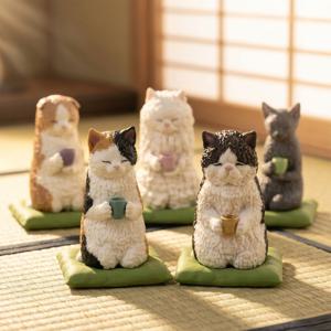 포근한 날씨 차마시는 고양이 피규어 5종세트
