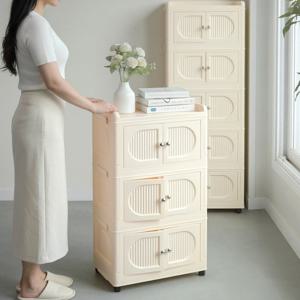 3단 5단 접이식 양문형 경량 수납장 이동식 거실 침실 모듈 다용도수납장