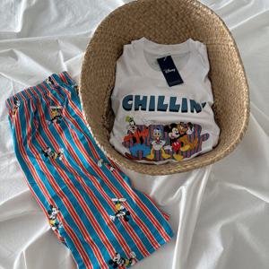 국산 커플 디즈니 정품 공용 반팔티 위켄드 미키 프렌즈 순면  홈웨어 상의 3color