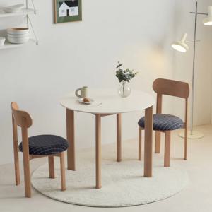 클로드 스틸 2인 원형 화이트 세라믹 테이블 900