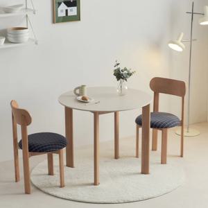 클로드 스틸 2인 원형 아이보리 세라믹 테이블 900