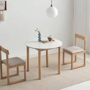 올랜도 내추럴 2인 원형 화이트 세라믹 테이블 900