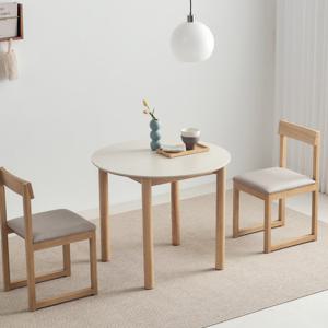 올랜도 내추럴 2인 원형 아이보리 세라믹 테이블 900