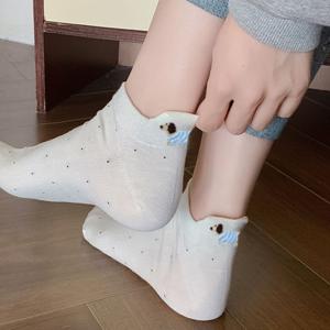 애플민트 여성 발목 양말 패션 뒷꿈치 닥스훈트 캐릭터