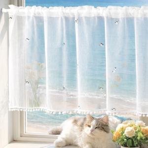 고양이 주방 바란스 커튼 가림막 창문커텐 150x60cm