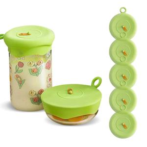 5P세트 만능 실리콘 덮개 타이머 캔뚜껑 캔마개 그릇 커버 (그린M)