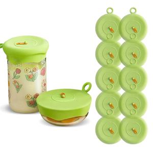10P세트 만능 실리콘 덮개 타이머 캔뚜껑 캔마개 그릇 커버 (그린M)