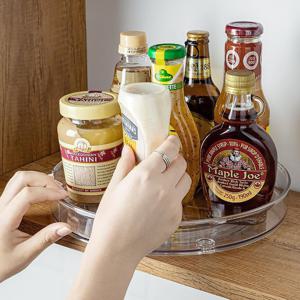 1+1 투명 회전 트레이 냉장고 정리 선반 양념통 정리대