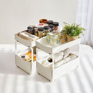철제 슬라이딩 2단 선반 다용도 보관함 정리함